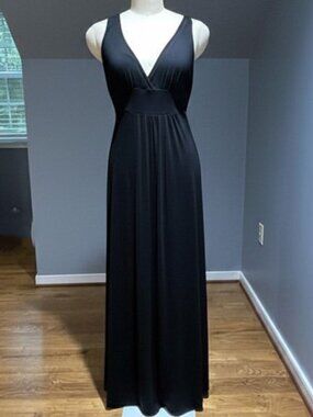 Loveappella Black Jersey Maxi Dress Nordstrom Soft Stretch Empire Waist Large